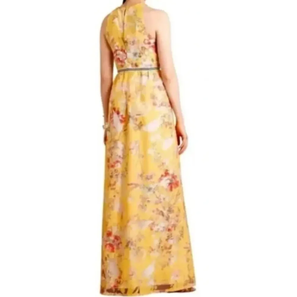 Vineet Bahl Anthropologie Yellow Floral Embroidery Maxi Dress ~ Sz 0 ~ LOVE! - Picture 2 of 10